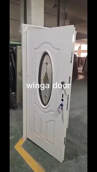 Цветочный дизайн Wanjia Lock Single Leaf Steel Security Door (WS-39)